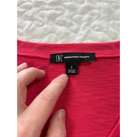 INC International Concepts Pink Ruffle Sleeve Knit Blouse size small - Picture 3 of 6